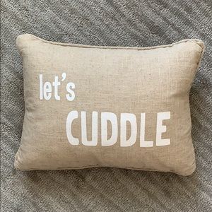 Let’s Cuddle / Wanna Cuddle? Reversible Tan Pillow
